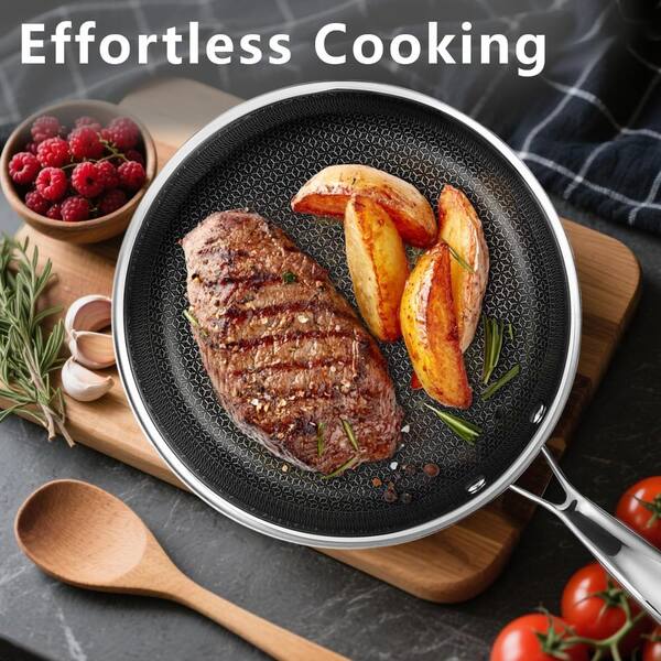 9.5 Inch Ceramic Nonstick Frying Pan Stainless Steel Skillet PFAS