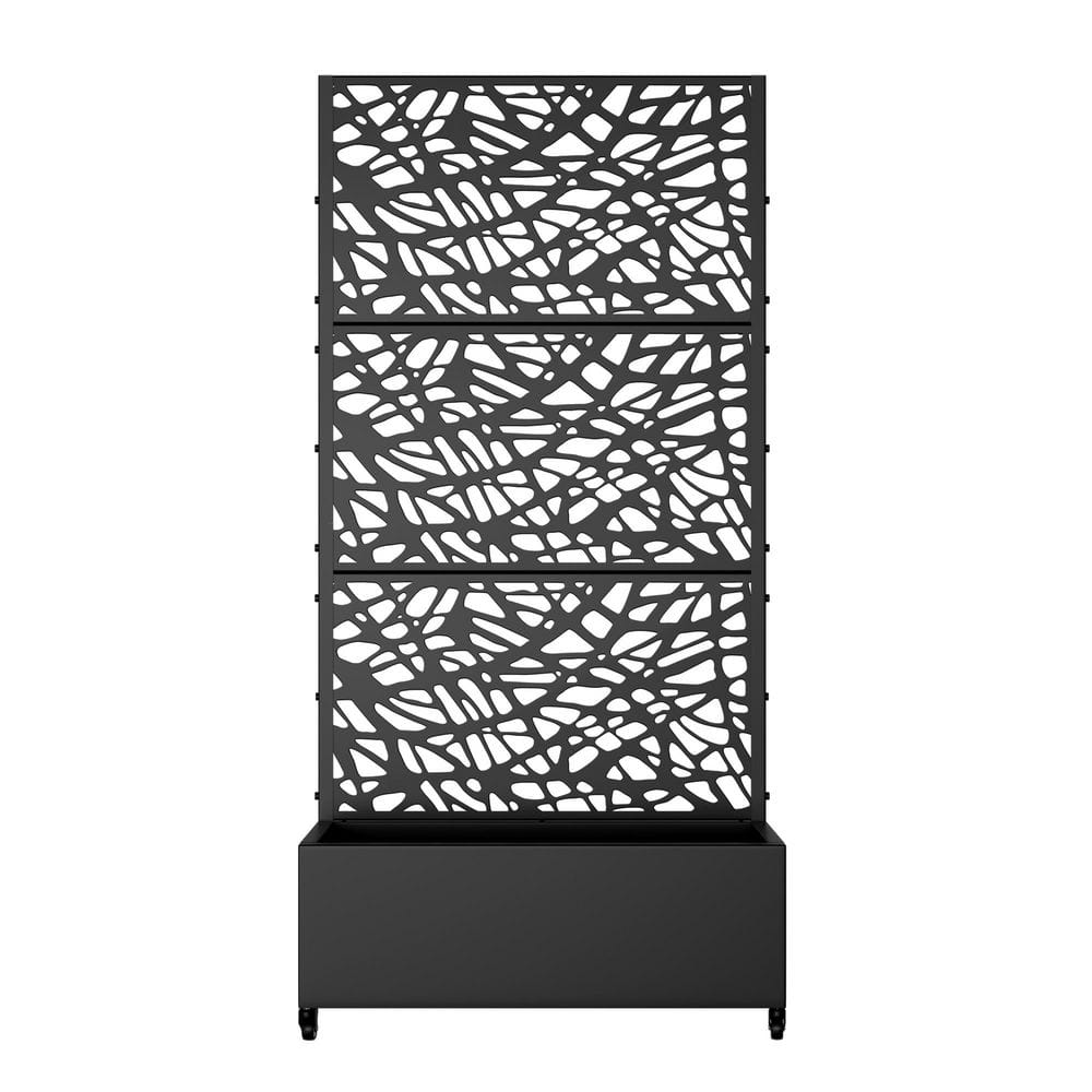 72 in. H x 35 in. W Rectanglar Black Outdoor Metal Privacy Screen Planter Box Wall Decor in Grid Pattern price history on PriceWatchPro