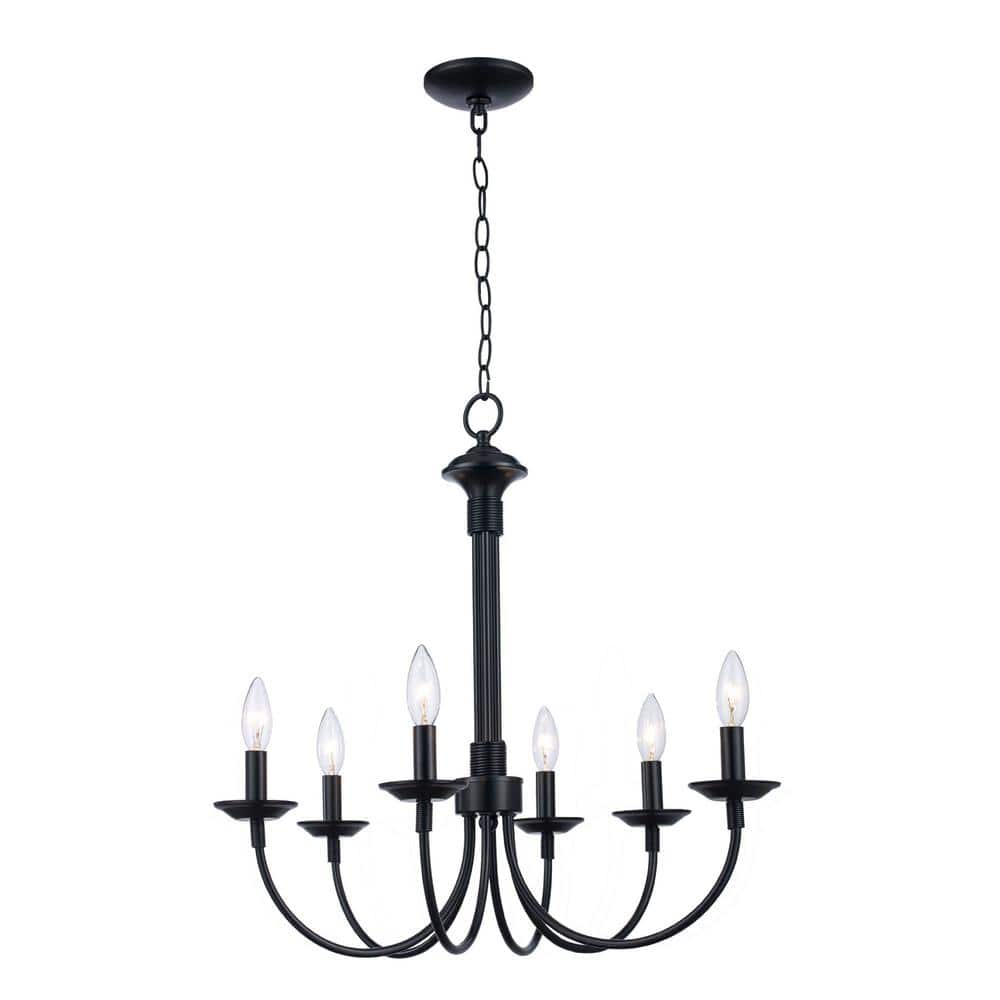 Black 6-Light Candle Chandelier with Metal Frame