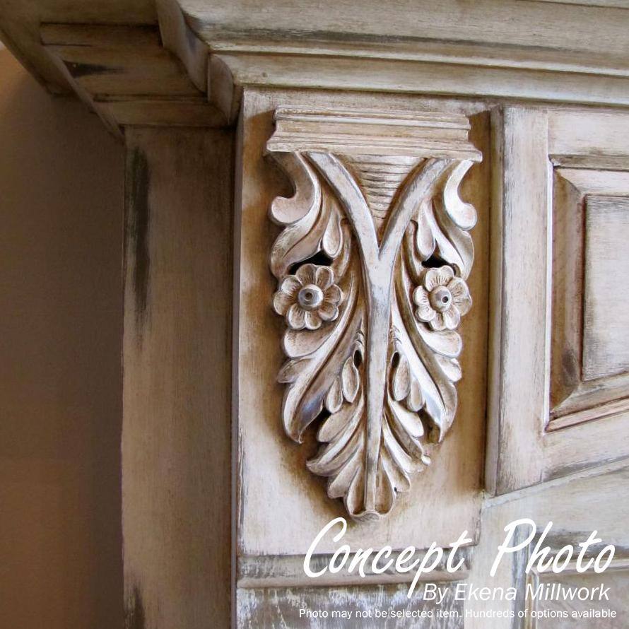 Maple Large Green Leaf Center with Scrolls Decorative Onlay