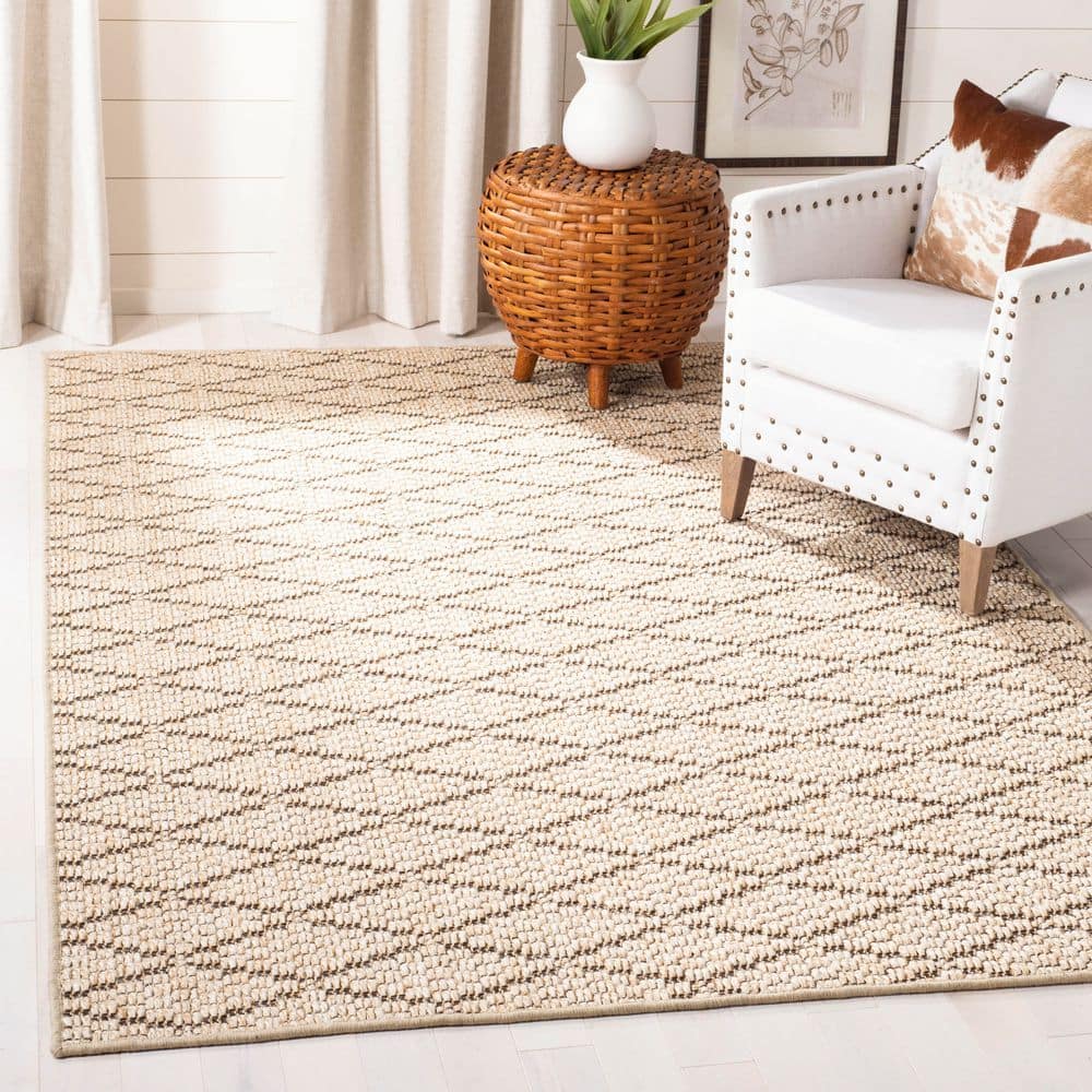 Palm Beach 5 ft. x 8 ft. Beige/Brown Diamond Knit Area Rug price history on PriceWatchPro