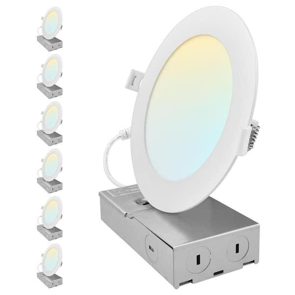 6 in. Integrated LED Recessed Light Canless Spotlight 10/13/15-Watt 5CCT 800/1050/1250LM IC Rated Wet Rated ETL 6 Pack