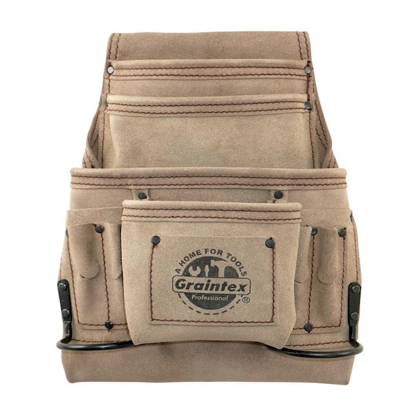 10-Pocket Suede Leather Nail and Tool Pouch