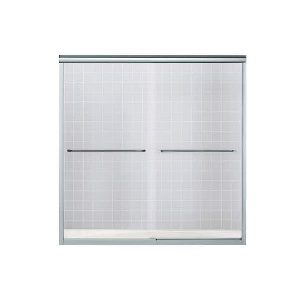 STERLING Finesse 52-57 in. x 56 in. Semi-Frameless Sliding Shower Door in Silver with Handle