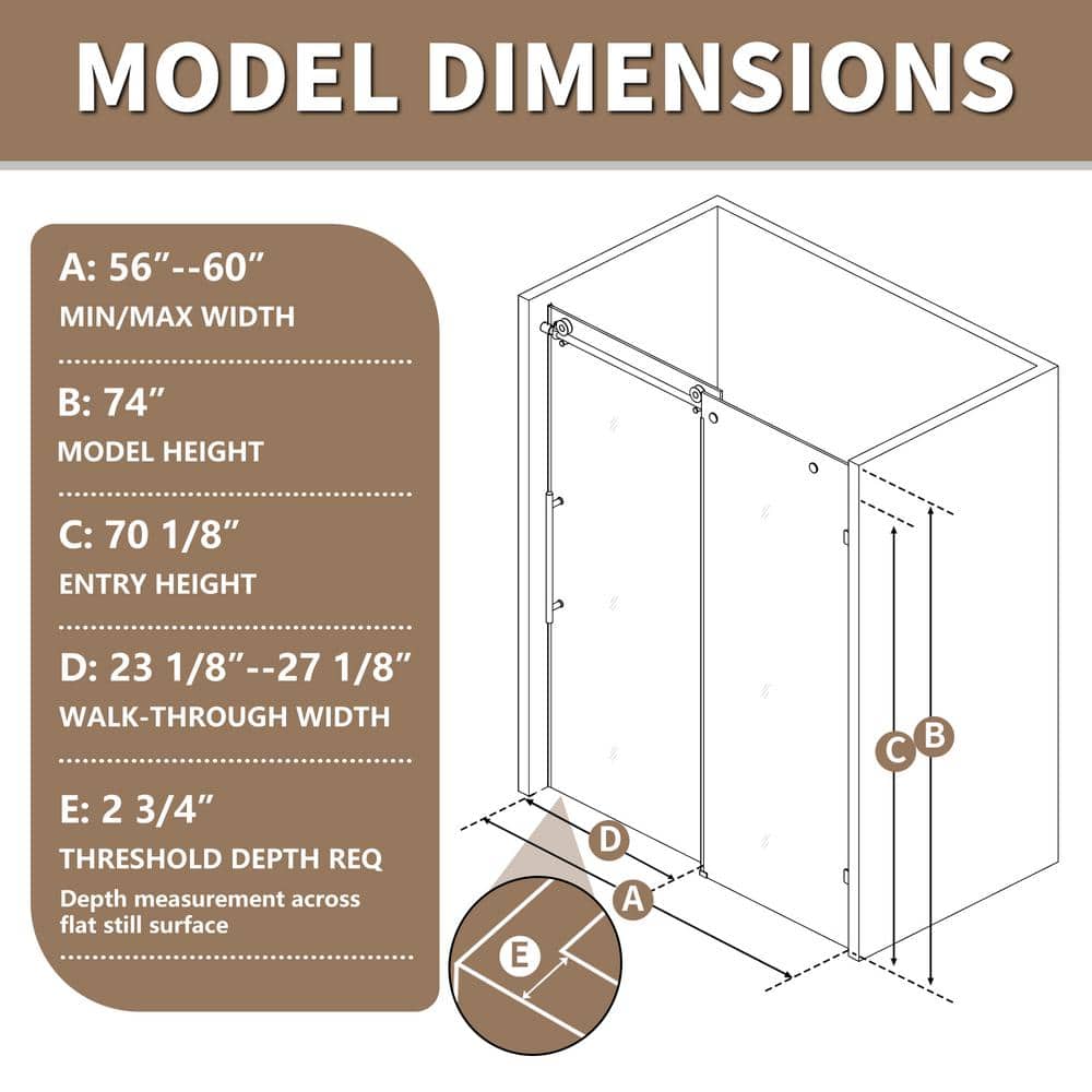 Matte Black Frameless Sliding Shower Door with Clear Glass