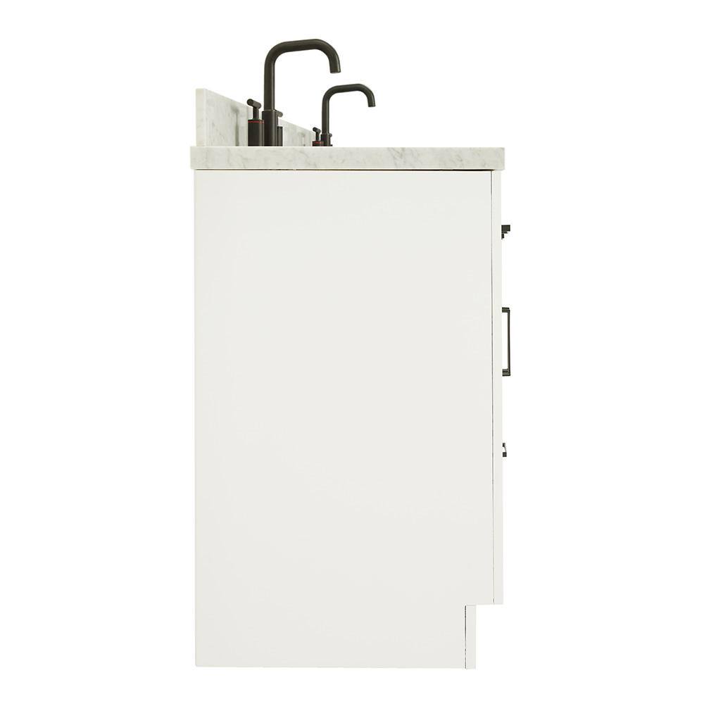 White Marble 61" Freestanding Double Basin Vanity Set