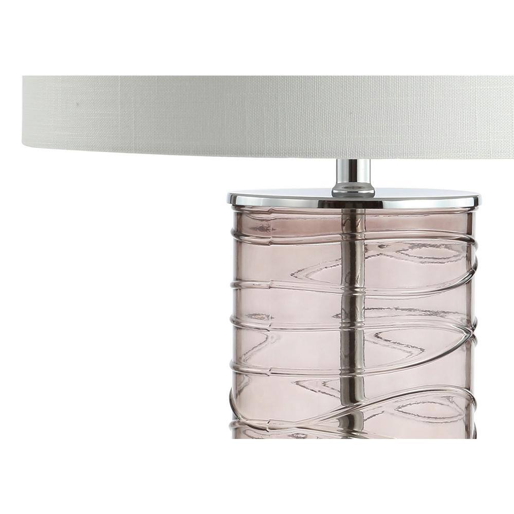 Smoky Gray Glass Cylinder LED Table Lamp Set with Drum Shades