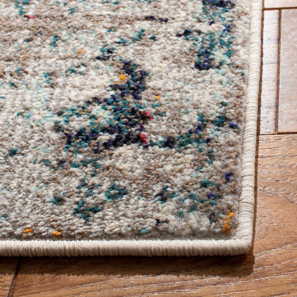 Gray and Beige Abstract Synthetic Area Rug