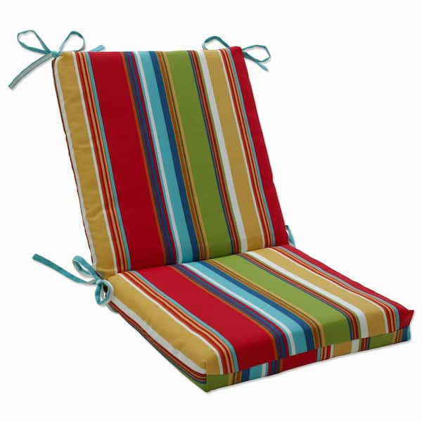 Pillow Perfect Stripe Outdoor/Indoor 18 in. W x 3 in. H Deep Seat, 1 Piece Chair Cushion and Square Corners in Red/Blue Westport