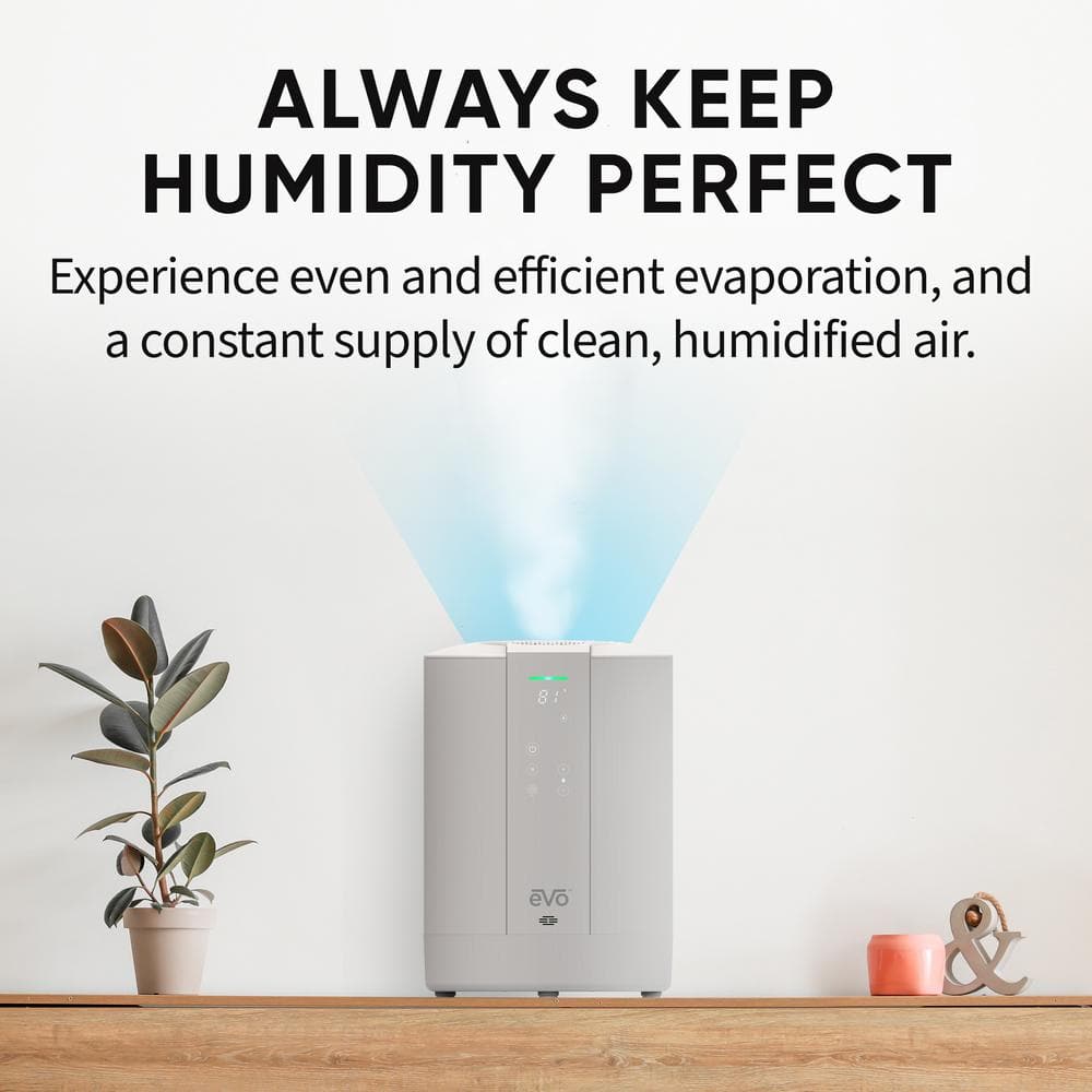 Evo White Evaporative Tabletop Humidifier with Digital Monitoring