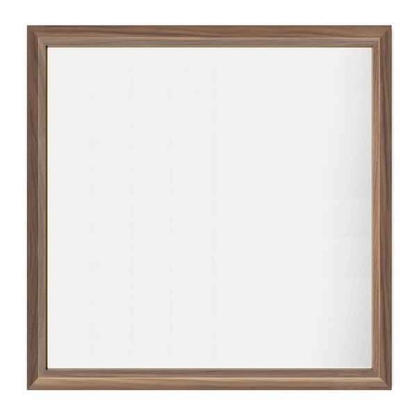 Apmir 36 in. W x 36 in. H Square Aluminum Alloy Framed and Tempered Glass Wall Bathroom Vanity Mirror in Dark Brown Wood