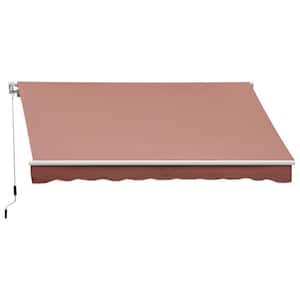 13 ft. x 8 ft. Manual Retractable Sun Shade Patio Awning with Durable Design and Adjustable Length Canopy Coffee Brown
