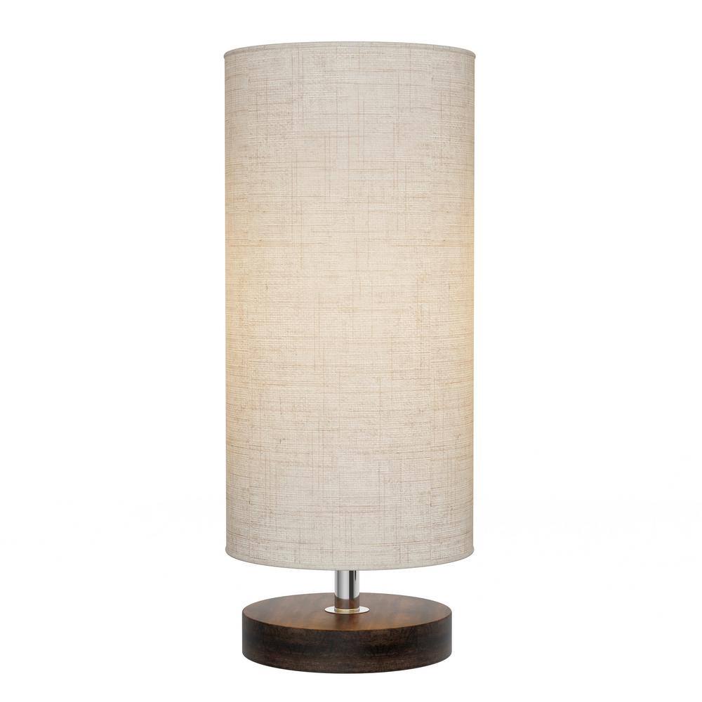 Lavish Home 12.25 in. Dark Brown Modern Cylinder LED Table Lamp with