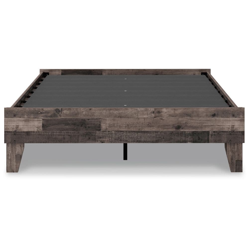 Neilsville Rustic Gray Full Wood Platform Bed with Headboard