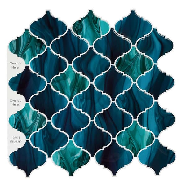 Jeedeson Blue Peel and Stick Backsplash Tile 12 in. x 12 in. Vinyl Wall Tile in Staggered Color 10-Pack