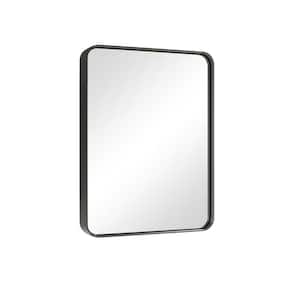 Black 22 in. W x 32 in. H Rounded Rectangle Painted Aluminum Alloy Wall-Mounted Mirror