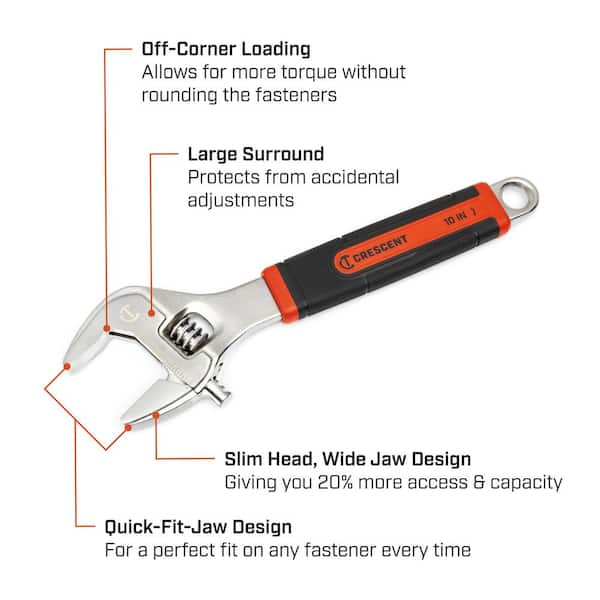 10 in. Adjustable Wrench with Cushion Grip
