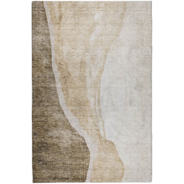Dream Shag Premium Machine Washable Abstract ADS667 Brown 5 ft. x 7 ft. 6 in. Area Rug
