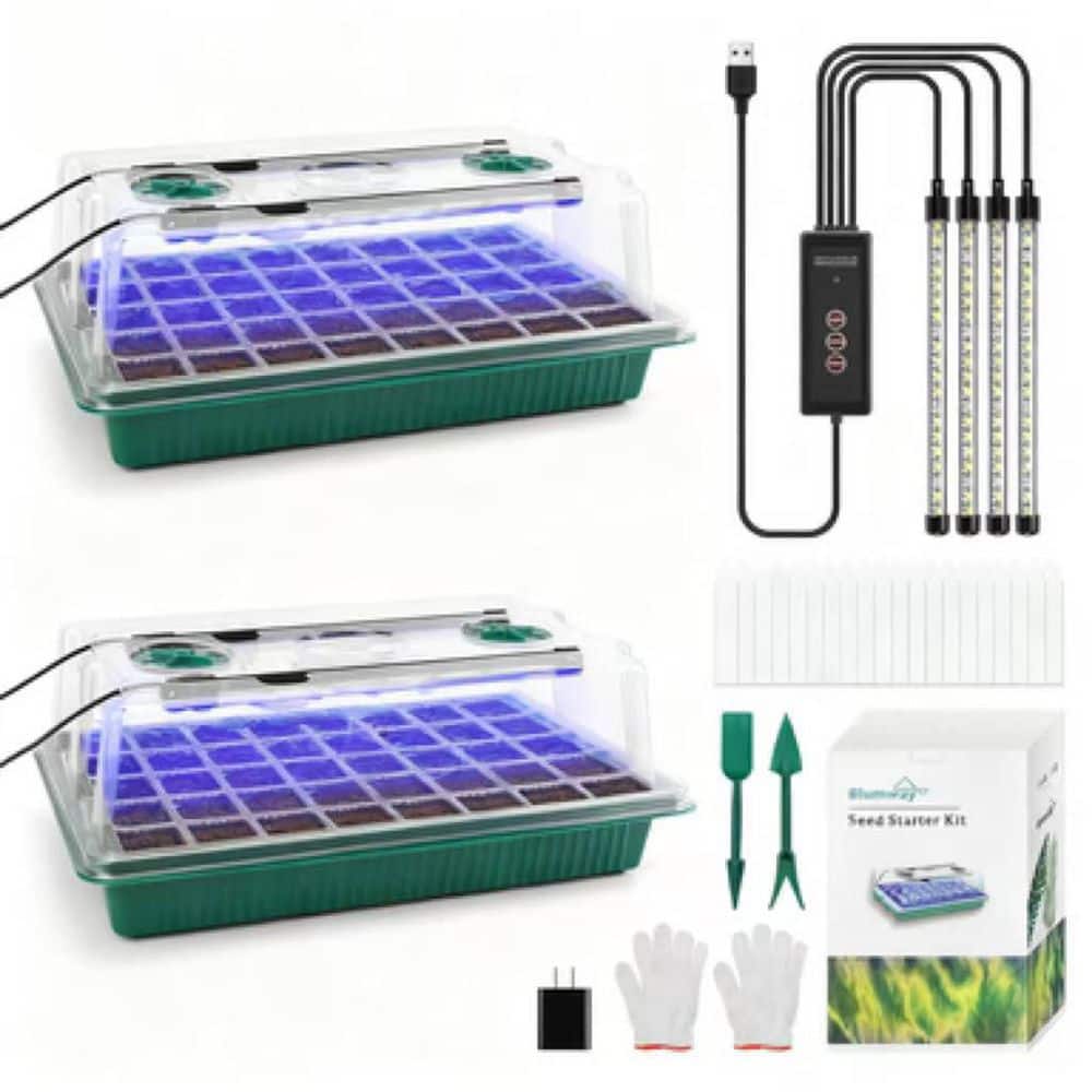 80 Cells Seed Starter Tray Kit with Grow Light and Humidity Dome for Garden Home Plant, Green (2-Pack) price history on PriceWatchPro