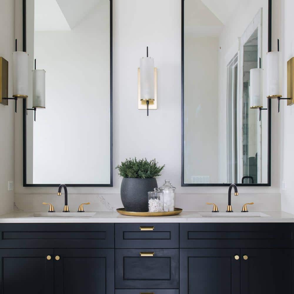 8-Inch Black and Brushed Gold Widespread Bathroom Faucet