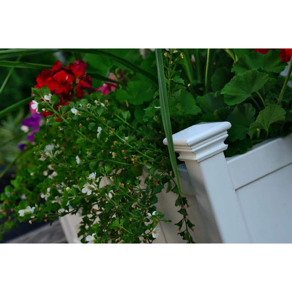 White Vinyl Outdoor Planter Box with Trellis