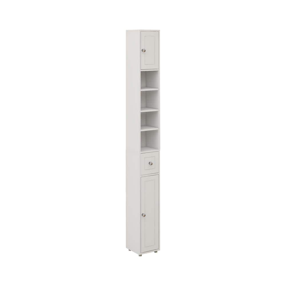7.87 in. W x 7.87 in. D x 71 in. H White Freestanding Bathroom Linen Cabine