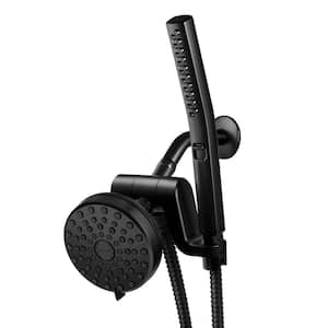 12-Spray High Pressure 1.8 GPM 5 in. Wall Mount Dual Shower Head and Handheld Shower Head in Matte Black