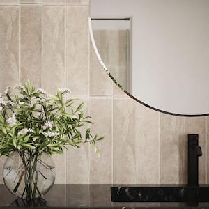 Blurr Beige 4 in. x 16 in. Subway Gloss Glass Wall Tile (17.77 sq. ft./Case)