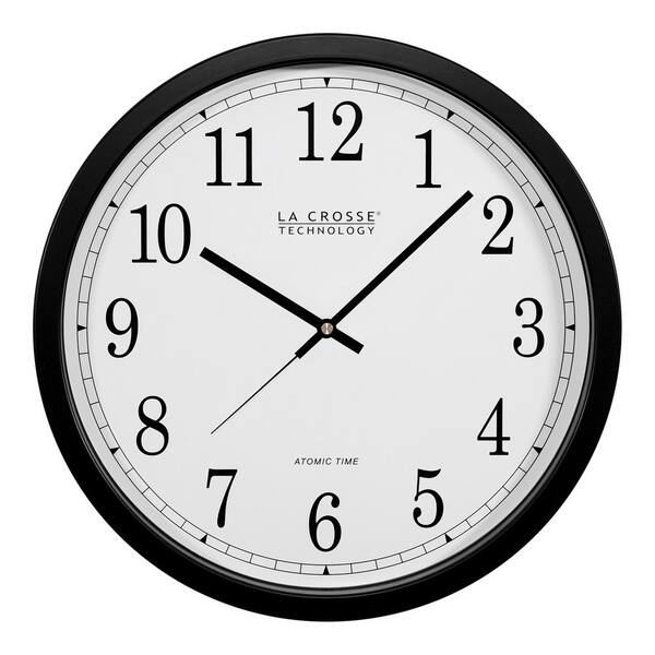 Photo 1 of 14 in. Atomic Round Analog Black Wall Clock