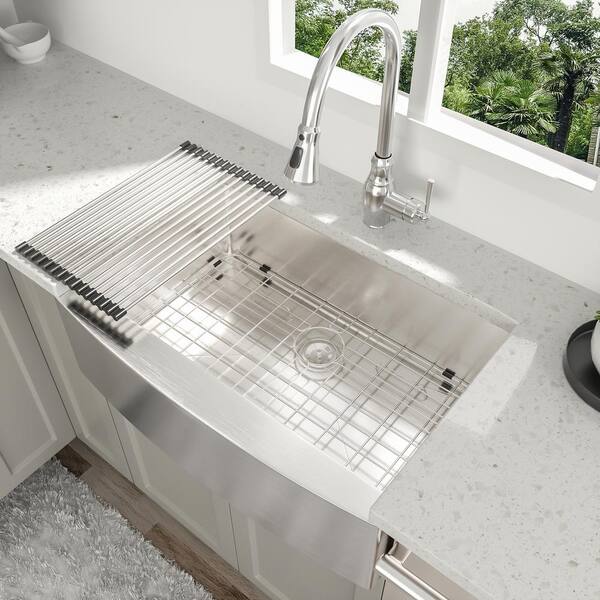 WOWOW Kitchen Sink Brushed Nickel 18-Gauge Stainless Steel 30 in