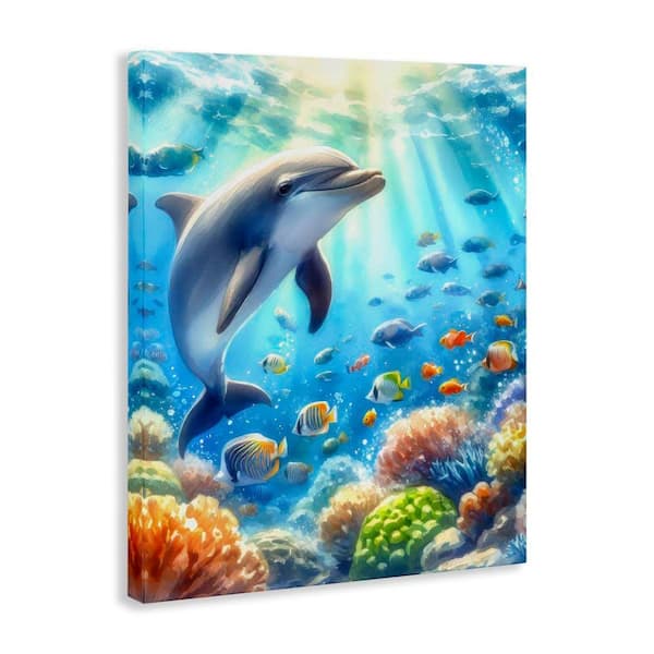 Stupell Industries Smiling Dolphin Under Sea by LSR Design Studio