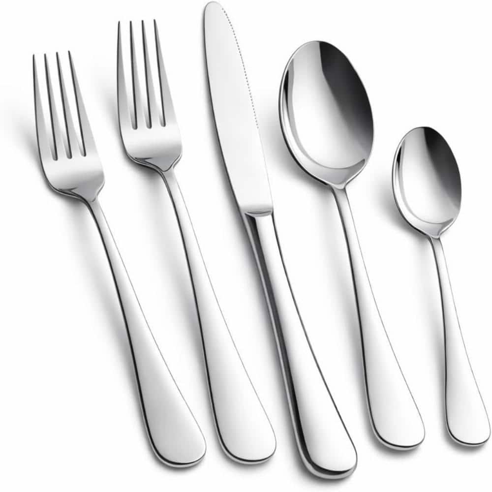 20-Piece Silver Stainless Steel Flatware Cutlery Set with Mirror Polished(Service for 4) price history on PriceWatchPro