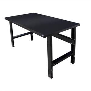 34 in. x 72 in. Heavy-Duty Adjustable Height Workbench with Black Painted Top, Commercial Grade, 16-Gauge Steel
