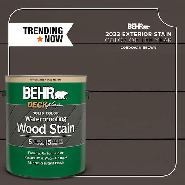 BEHR DECKplus 1 gal. #SC-104 Cordovan Brown Solid Color Waterproofing Exterior Wood Stain