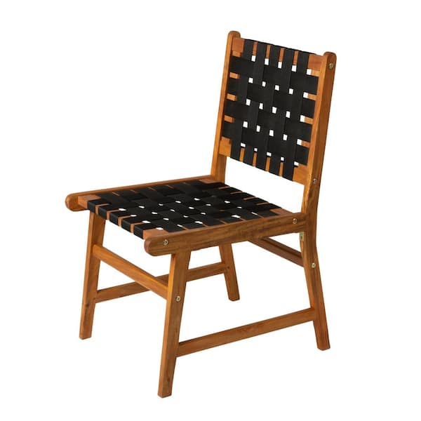 BALKENE HOME Sava Natural Wood Outdoor Indoor Armless Dining Side Chair in Black