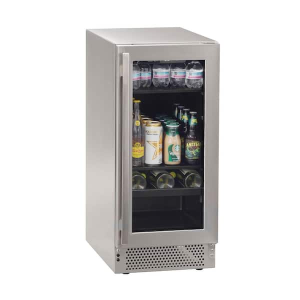 Marvel 15 in. Beverage Center 5 Wine Bottles Plus Can Capacity in Stainless Steel Glass Door