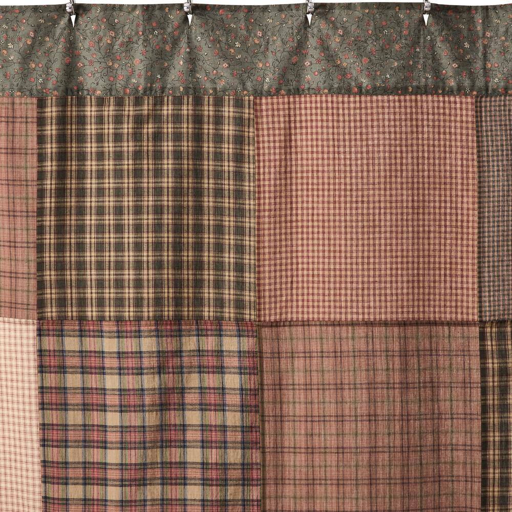 Crosswoods Patchwork Green and Brown Cotton Shower Curtain, 72x72