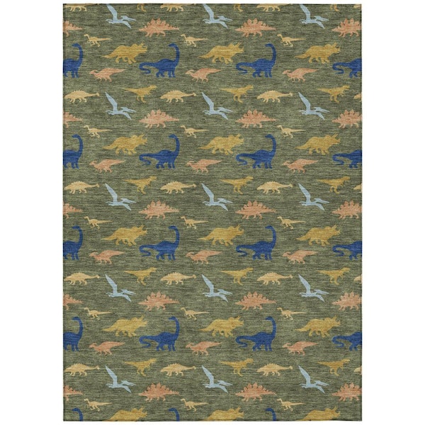 Chantille Machine Washable Indoor/Outdoor Abstract ACN2622 Olive 9 ft. x 12 ft. Area Rug