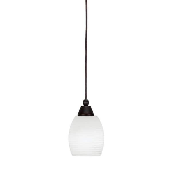 Unbranded Bryson 5 in. 1-Light Dark Granite Cord Pendant Light with 5 in. White Linen Glass Shade, no bulb included