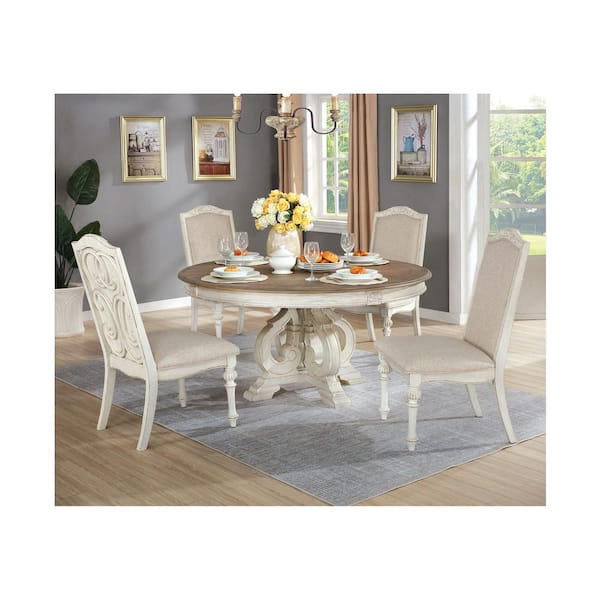 Willadeene Farmhouse Antique White Dining Armchairs (Set of 2)