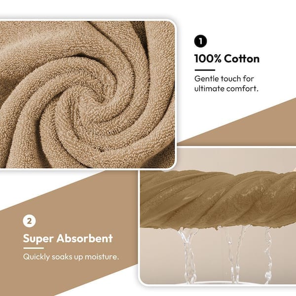 JML 8-Pieces Camel Cotton Bath Towel Set CTS04-Camel-8PCS - The
