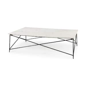 Mariana 59 in. White Rectangle Marble Coffee Table