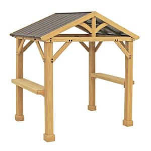 8 ft. x 5 ft. Cedar Meridian Grilling Pavilion with Aluminum Coffee Brown Roof