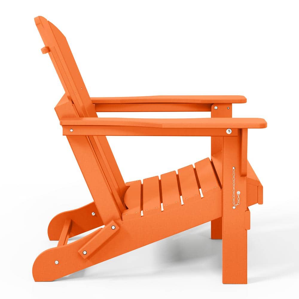 Orange HDPE Folding Adirondack Chairs Set of 2