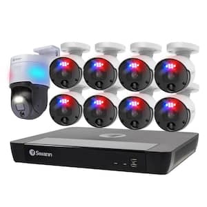 16-Channel 4K 2TB PoE NVR Security Camera System with 8 Wired Bullet Security Cameras and 1 Wired PT Camera