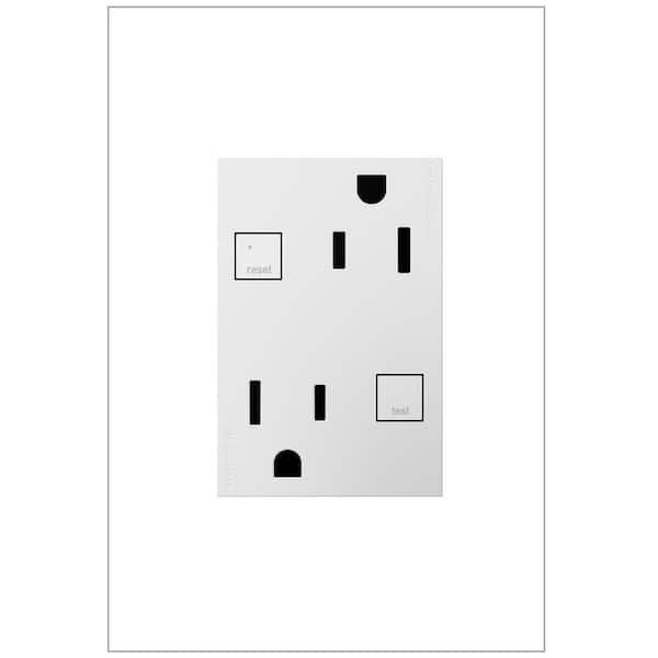 Legrand adorne 15 Amp 125-Volt Tamper-Resistant Self-Test Plus-Size Duplex GFCI Outlet, White