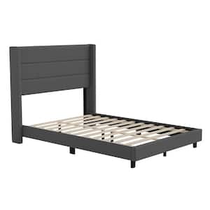 Dark Gray Wood Frame Full Platform Bed