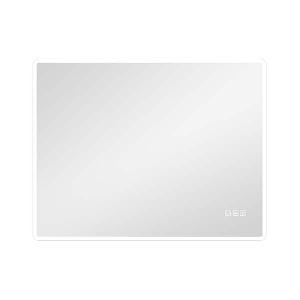 cadeninc 27.55 in. W x 35.43 in. H Rectangular Frameless Wall-Mounted Bathroom Vanity Mirror with Dimmable and Touch Control