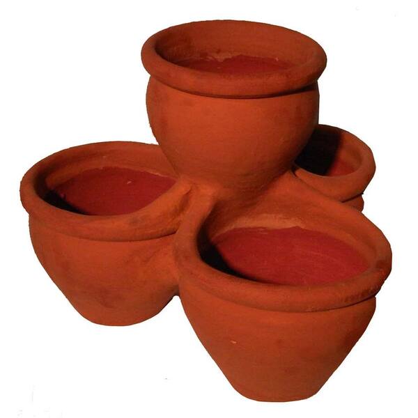 18 in. Terra Cotta Handmade Wash 4 Pot Planter363226A The Home Depot