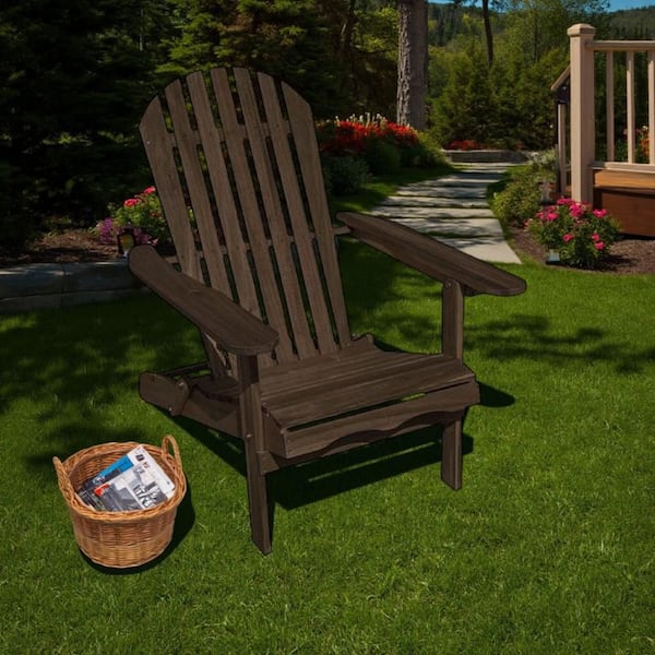 Geli Weathered Gray Outdoor Adirondack Chair with Slatted Back